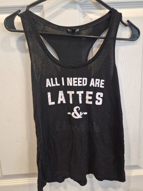 5/25 Black Graphic Racerback Tank Top - Lattes Slogan